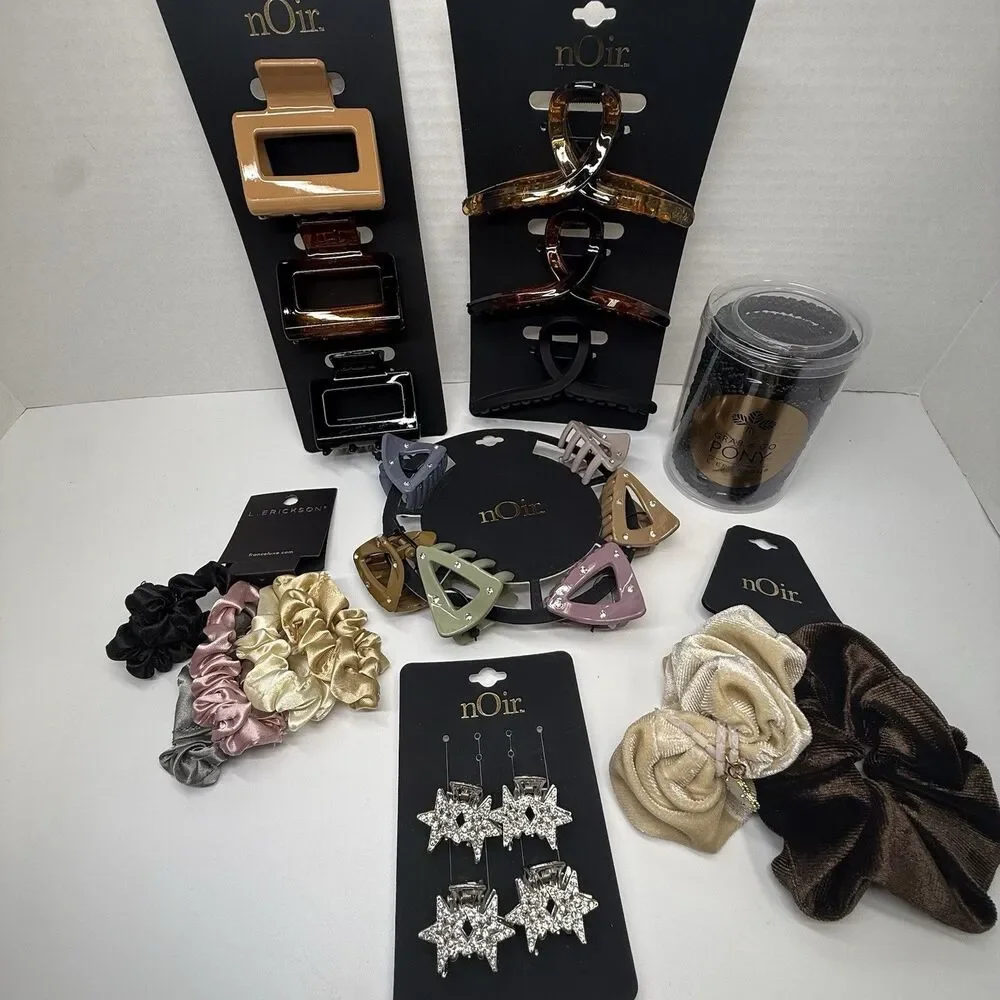 Noir & L Erickson 7 Packs Set Large Hair Accessory Lot 25 Piece Total Bundle New